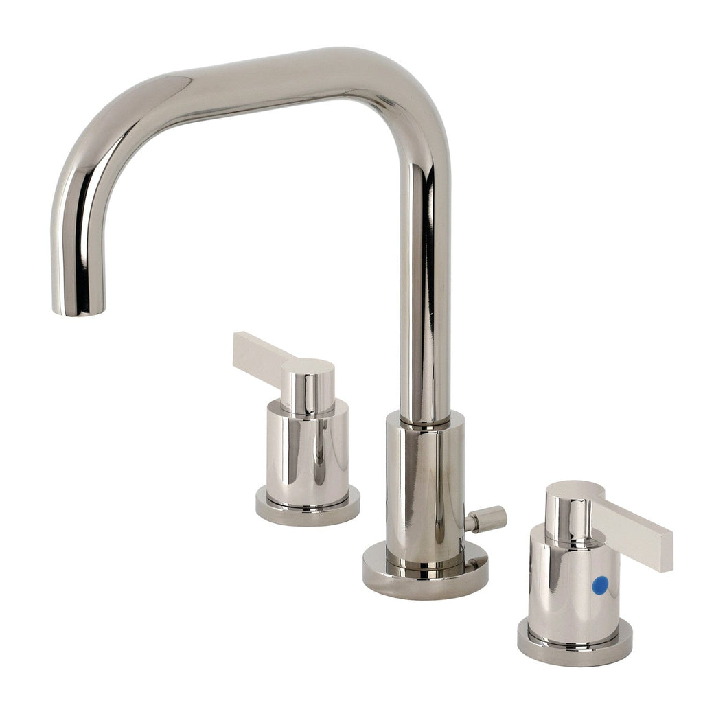 NuvoFusion Two-Handle 3-Hole Deck Mount Widespread Bathroom Faucet with Brass Pop-Up