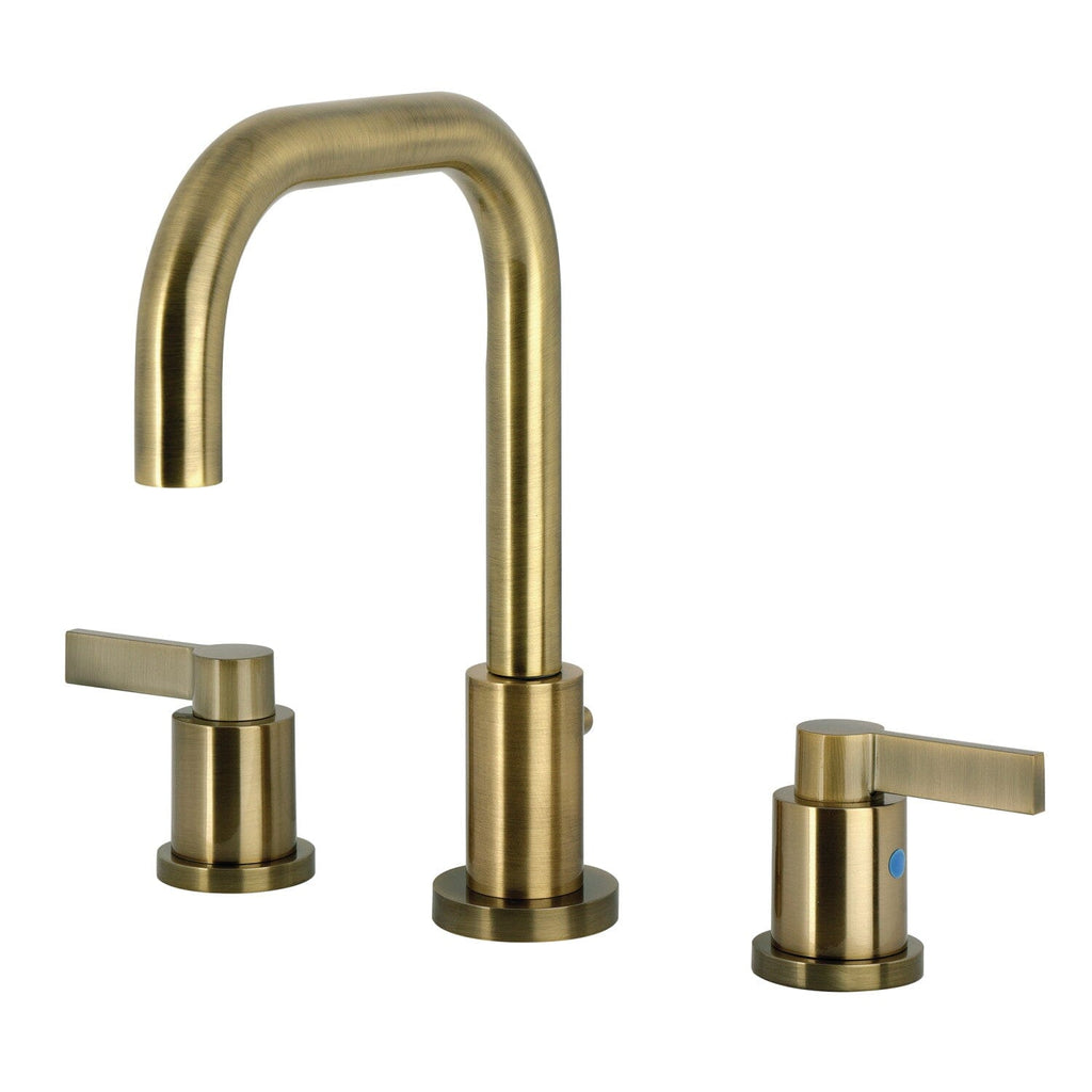NuvoFusion Two-Handle 3-Hole Deck Mount Widespread Bathroom Faucet with Brass Pop-Up