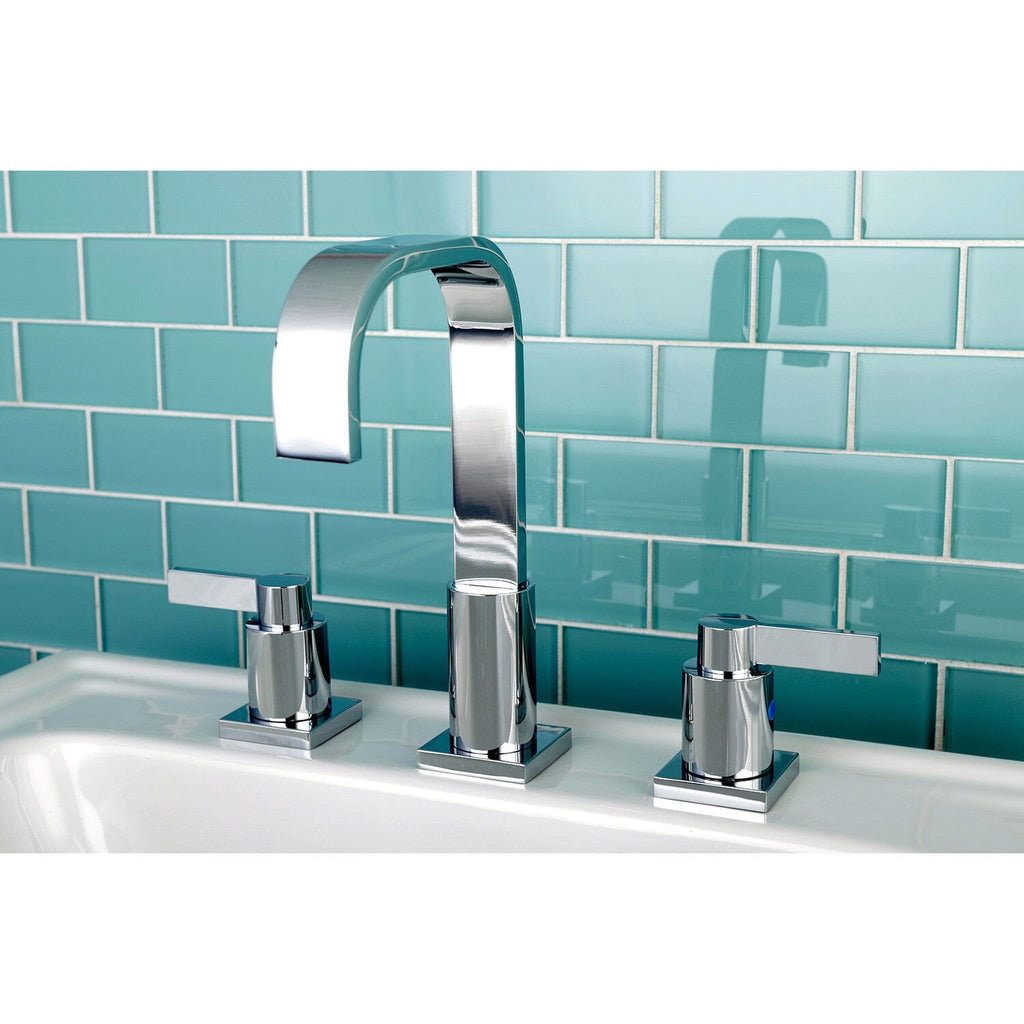 NuvoFusion Two-Handle 3-Hole Deck Mount Widespread Bathroom Faucet with Pop-Up Drain