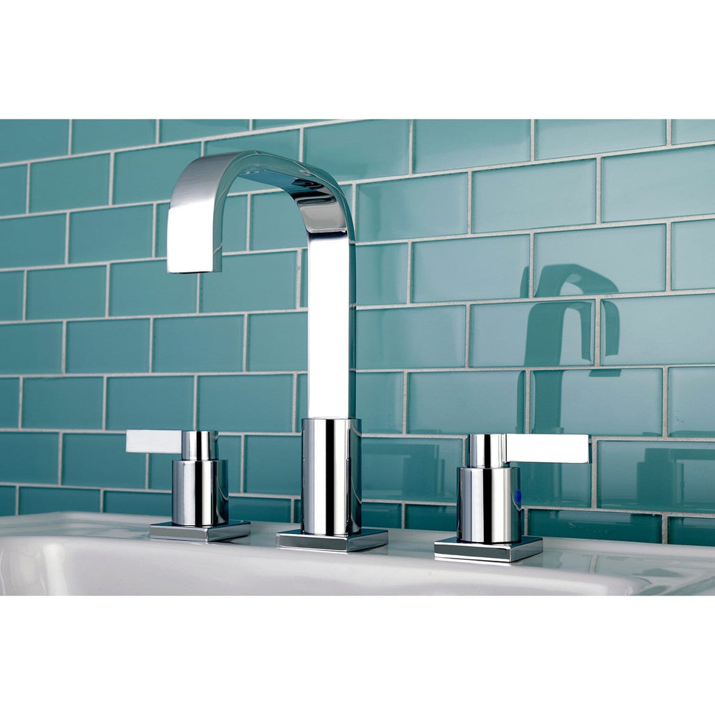 NuvoFusion Two-Handle 3-Hole Deck Mount Widespread Bathroom Faucet with Pop-Up Drain