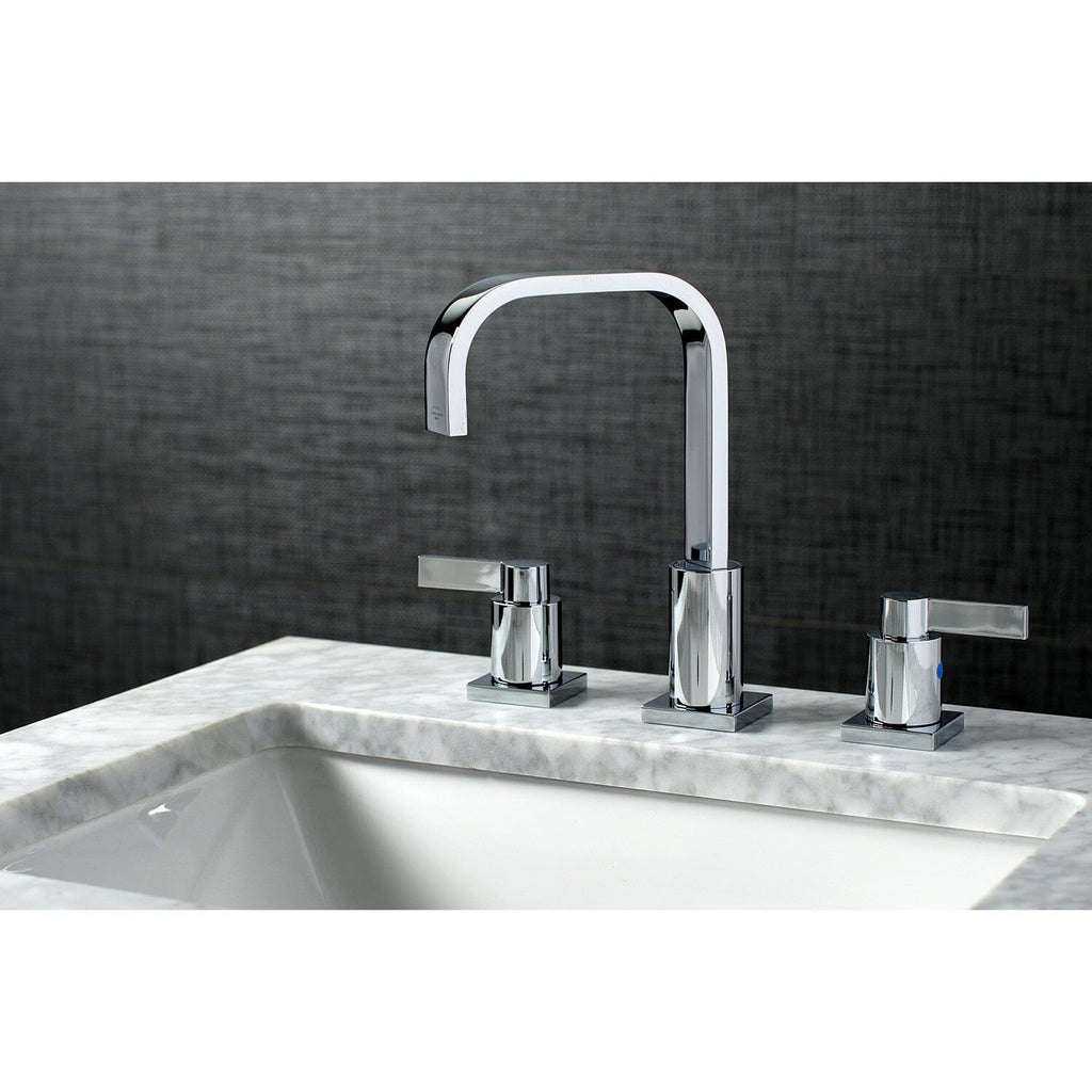 NuvoFusion Two-Handle 3-Hole Deck Mount Widespread Bathroom Faucet with Pop-Up Drain
