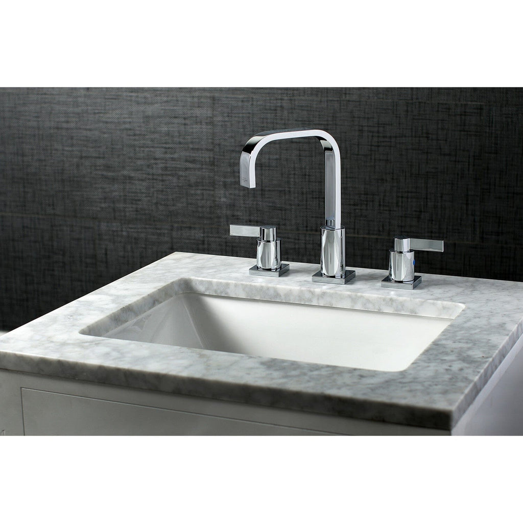 NuvoFusion Two-Handle 3-Hole Deck Mount Widespread Bathroom Faucet with Pop-Up Drain