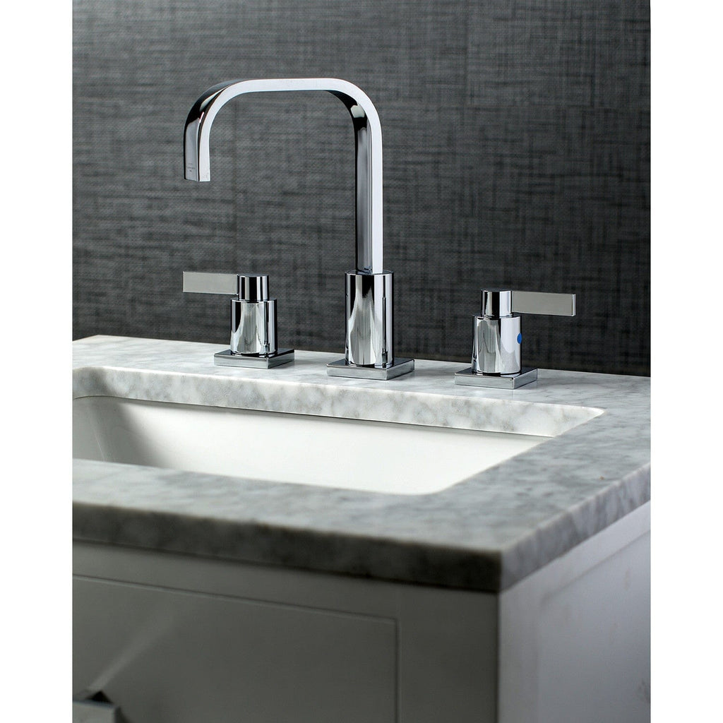 NuvoFusion Two-Handle 3-Hole Deck Mount Widespread Bathroom Faucet with Pop-Up Drain