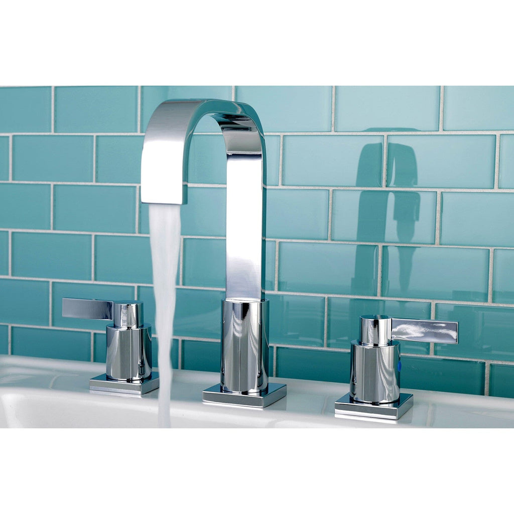 NuvoFusion Two-Handle 3-Hole Deck Mount Widespread Bathroom Faucet with Pop-Up Drain