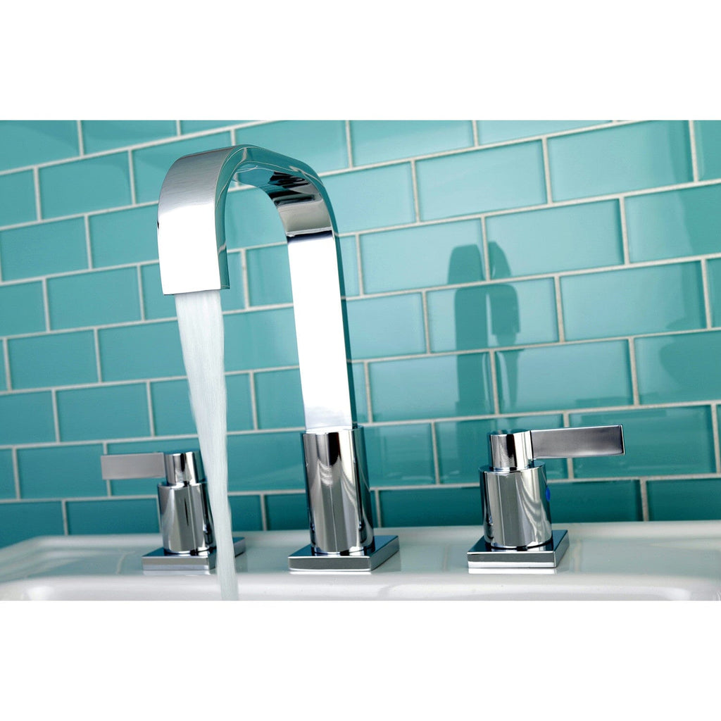 NuvoFusion Two-Handle 3-Hole Deck Mount Widespread Bathroom Faucet with Pop-Up Drain