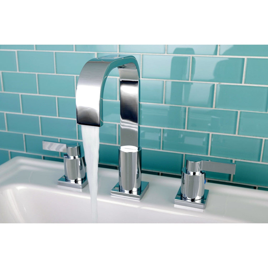 NuvoFusion Two-Handle 3-Hole Deck Mount Widespread Bathroom Faucet with Pop-Up Drain