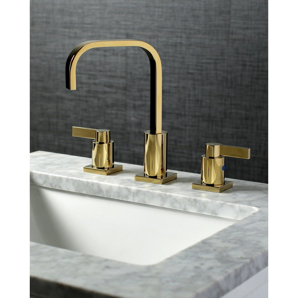NuvoFusion Two-Handle 3-Hole Deck Mount Widespread Bathroom Faucet with Pop-Up Drain