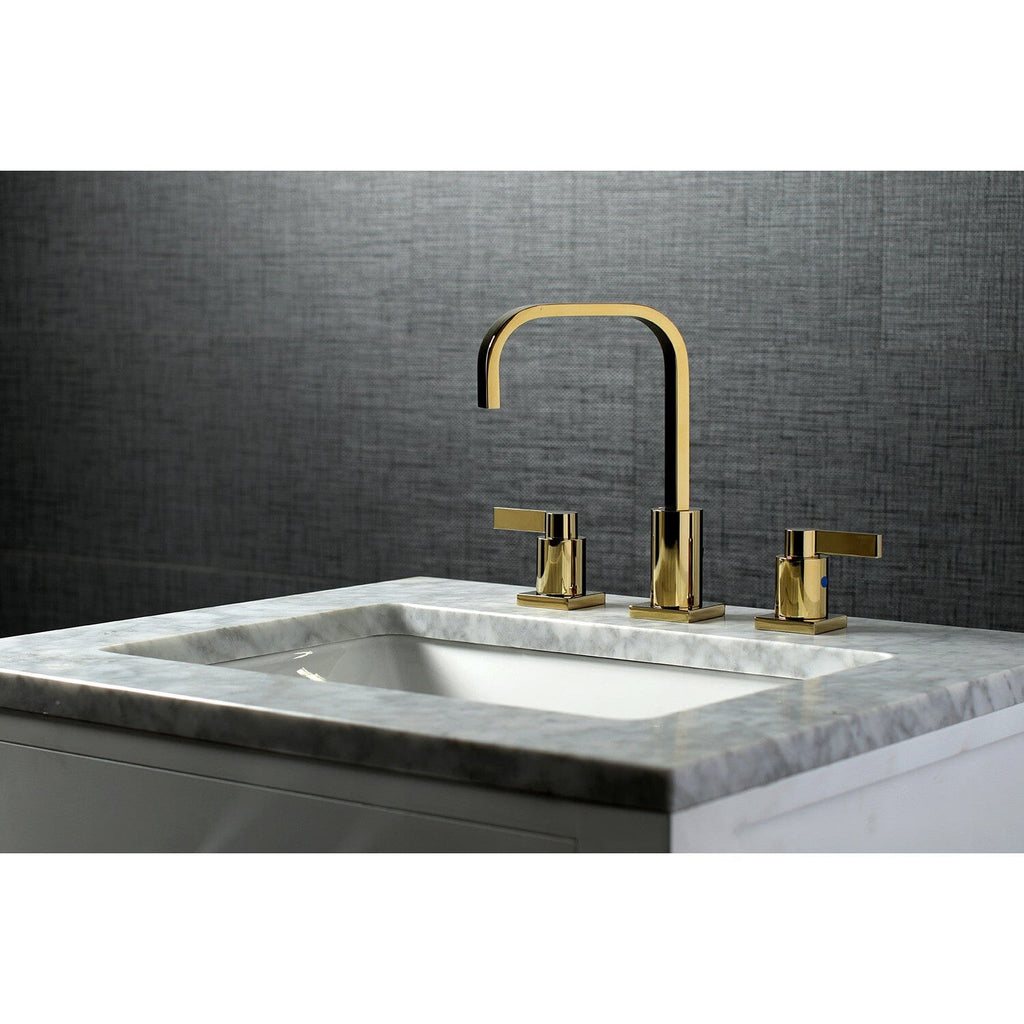 NuvoFusion Two-Handle 3-Hole Deck Mount Widespread Bathroom Faucet with Pop-Up Drain