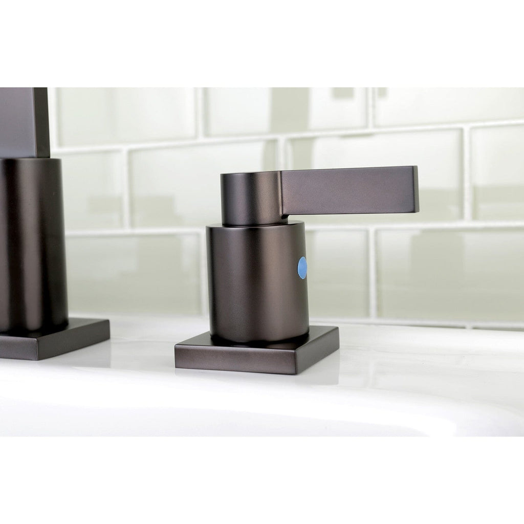 NuvoFusion Two-Handle 3-Hole Deck Mount Widespread Bathroom Faucet with Pop-Up Drain