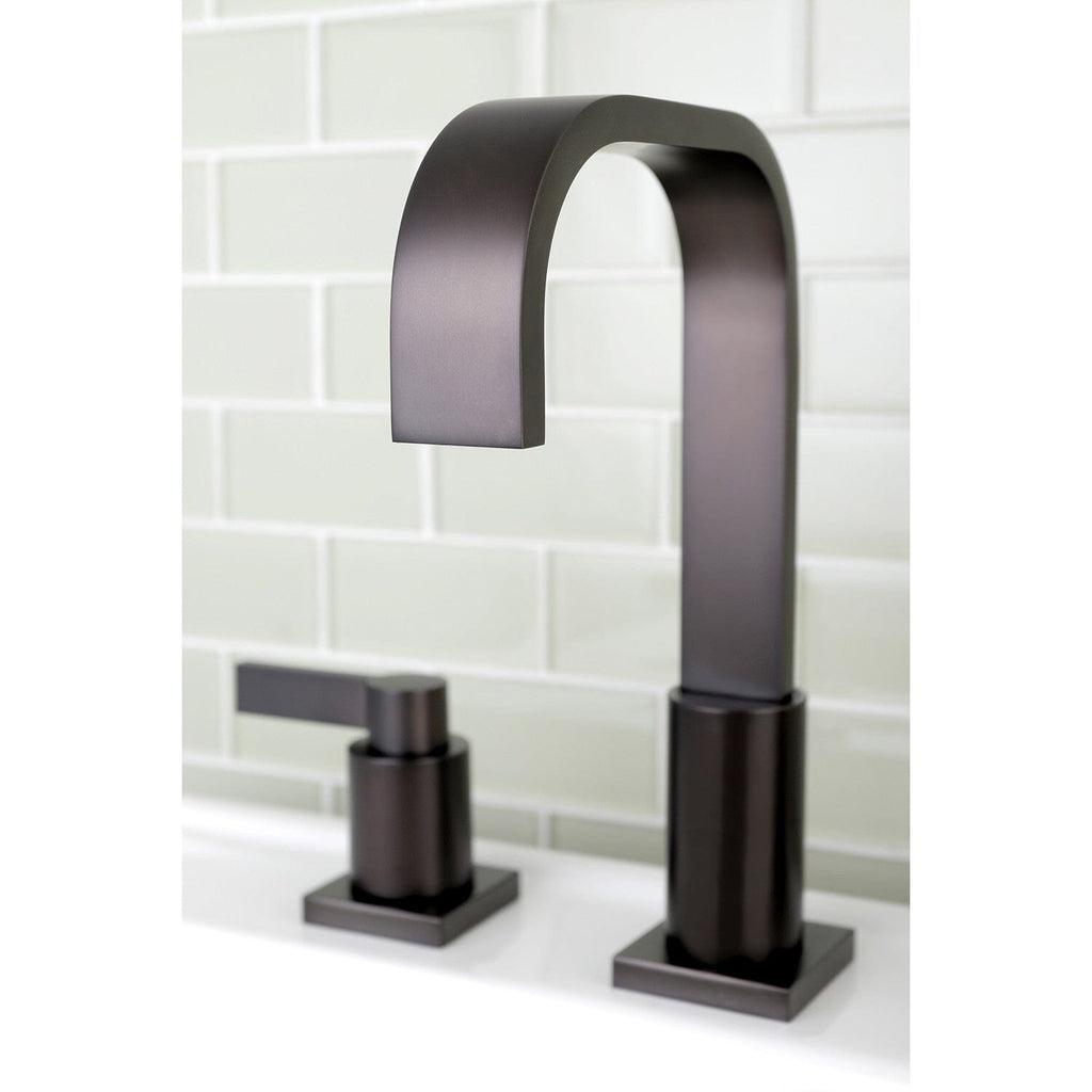 NuvoFusion Two-Handle 3-Hole Deck Mount Widespread Bathroom Faucet with Pop-Up Drain