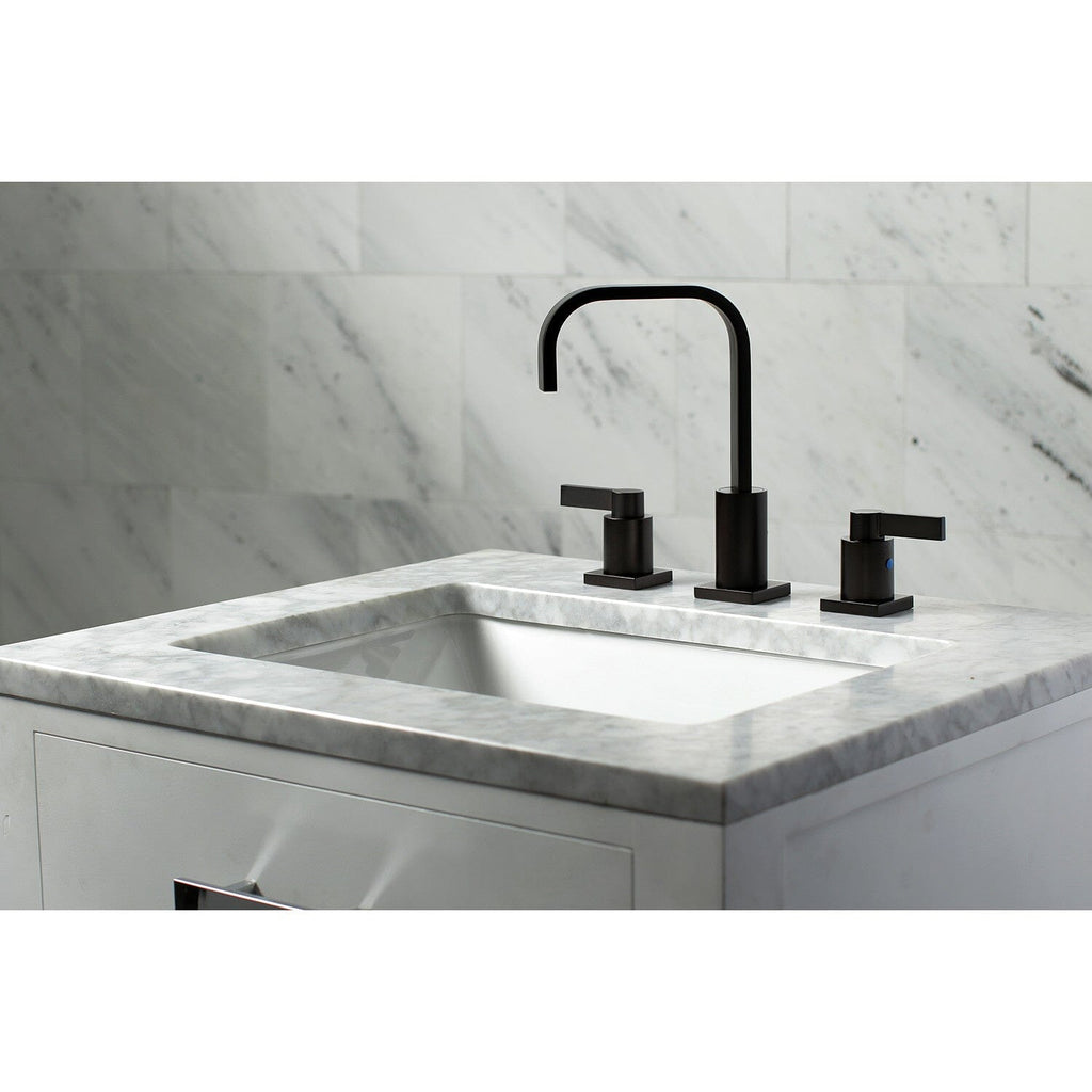 NuvoFusion Two-Handle 3-Hole Deck Mount Widespread Bathroom Faucet with Pop-Up Drain
