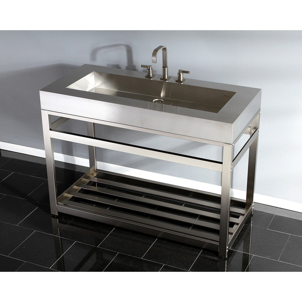 NuvoFusion Two-Handle 3-Hole Deck Mount Widespread Bathroom Faucet with Pop-Up Drain