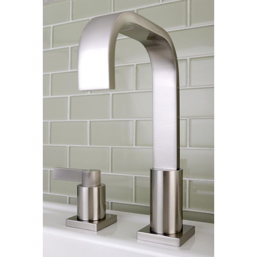 NuvoFusion Two-Handle 3-Hole Deck Mount Widespread Bathroom Faucet with Pop-Up Drain