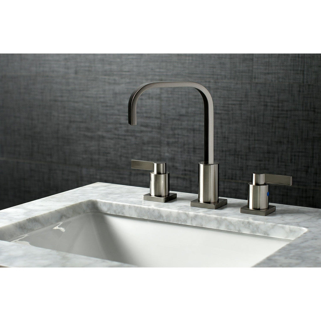 NuvoFusion Two-Handle 3-Hole Deck Mount Widespread Bathroom Faucet with Pop-Up Drain