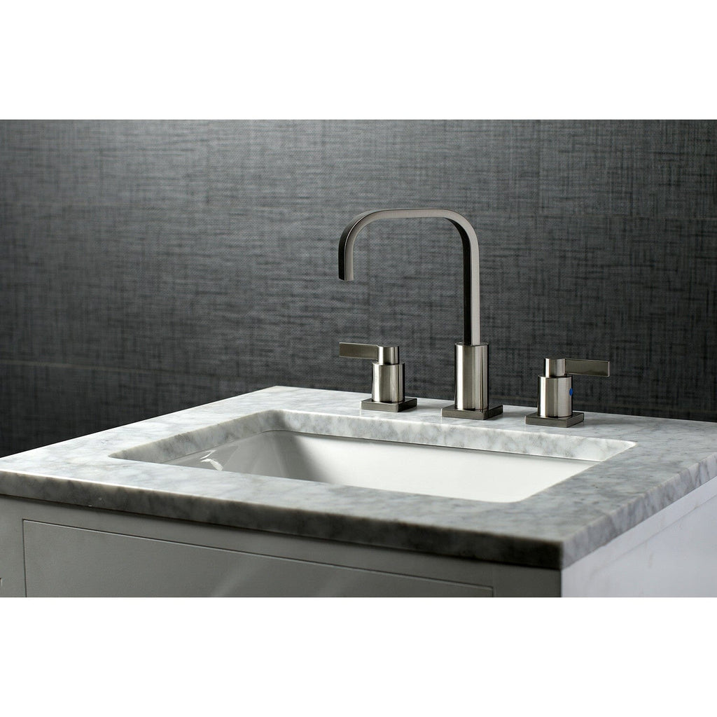 NuvoFusion Two-Handle 3-Hole Deck Mount Widespread Bathroom Faucet with Pop-Up Drain