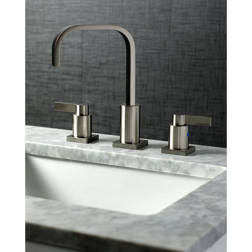 NuvoFusion Two-Handle 3-Hole Deck Mount Widespread Bathroom Faucet with Pop-Up Drain