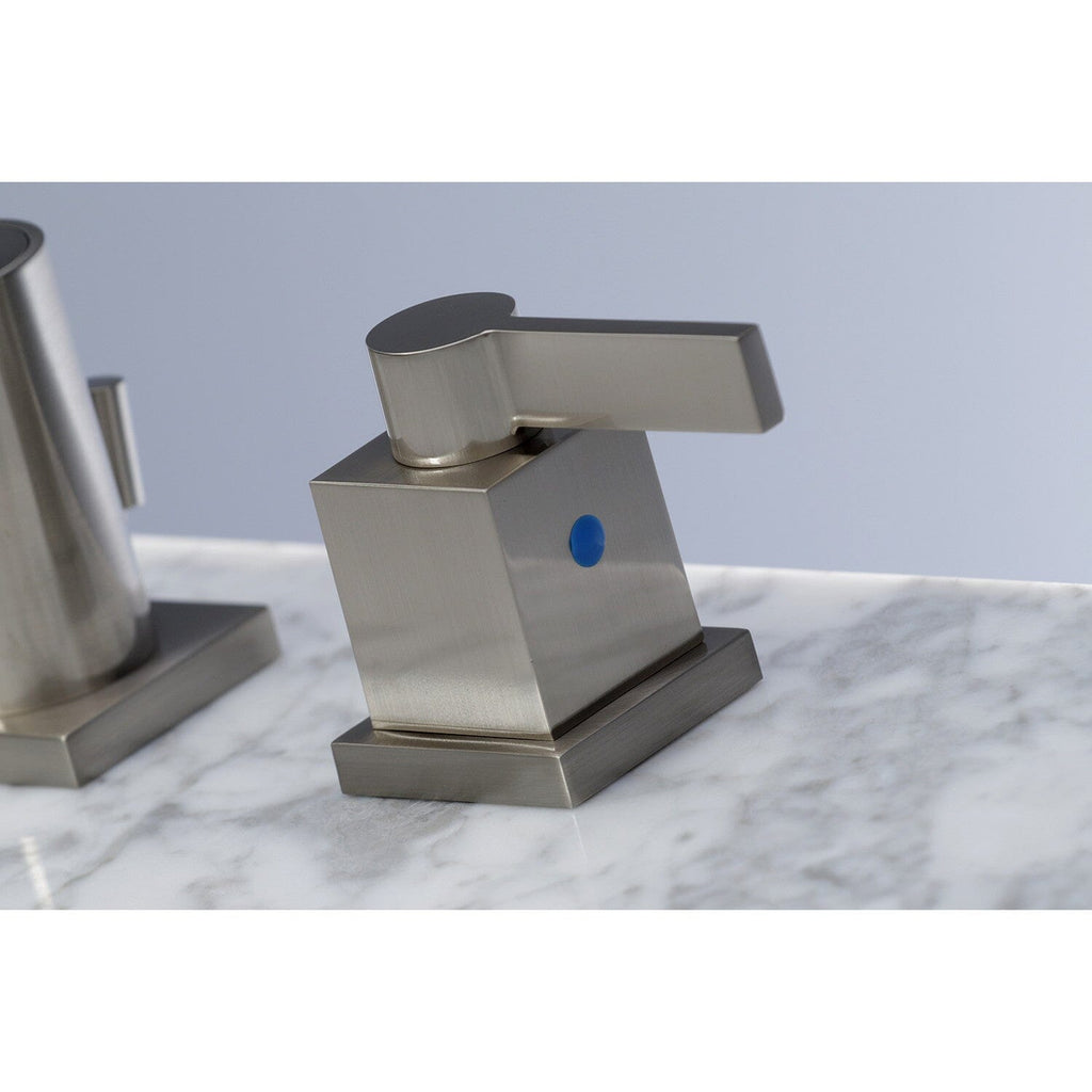 Meridian Two-Handle 3-Hole Deck Mount Widespread Bathroom Faucet with Retail Pop-Up Drain