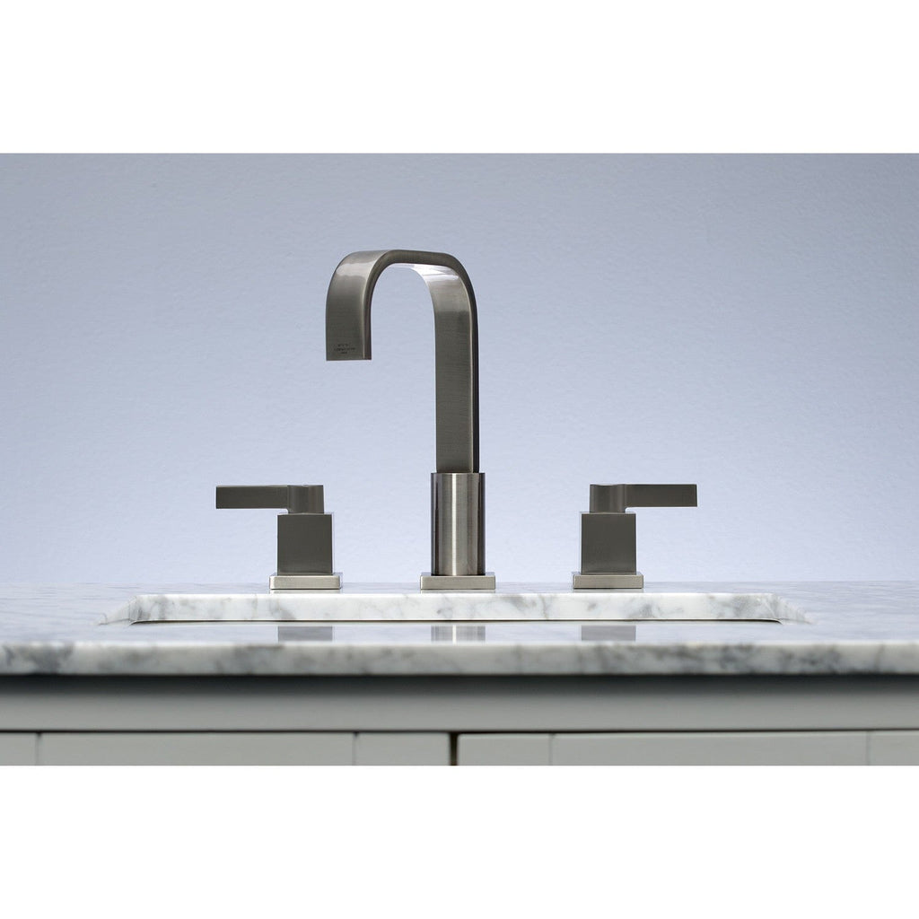 Meridian Two-Handle 3-Hole Deck Mount Widespread Bathroom Faucet with Retail Pop-Up Drain