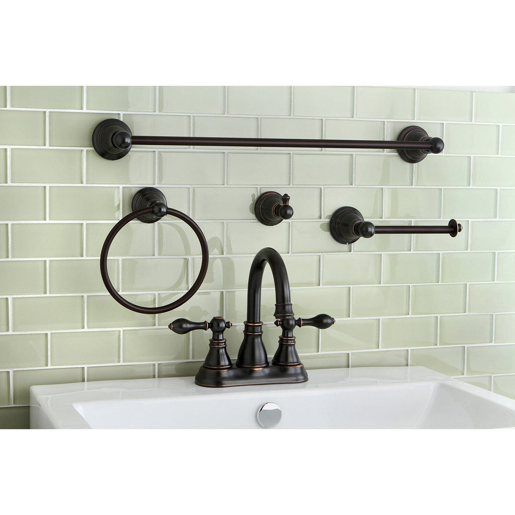 American Classic Double-Handle 3-Hole Deck Mount 4-Inch Centerset Bathroom Faucet with 4-Piece Bathroom Accessories Kit