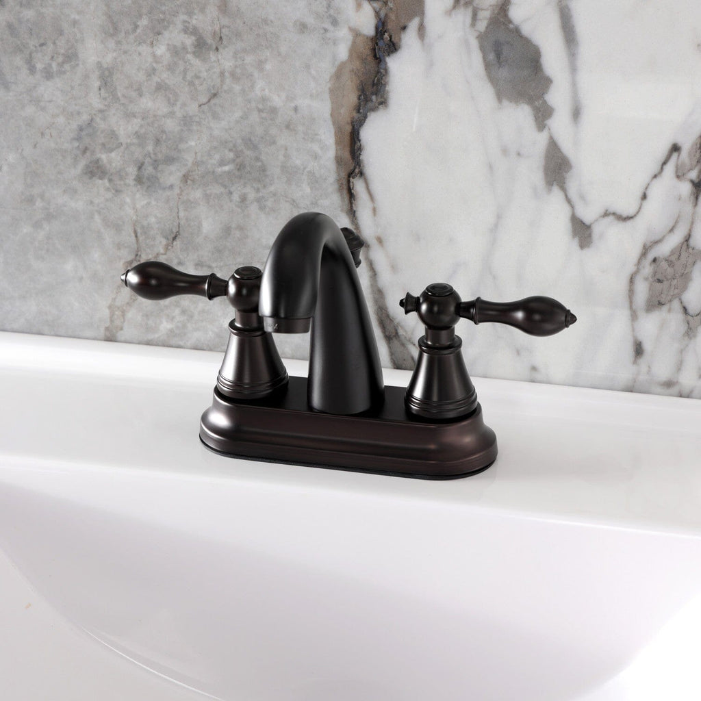 English Classic Double-Handle 3-Hole Deck Mount 4-Inch Centerset Bathroom Faucet with Pop-Up Drain