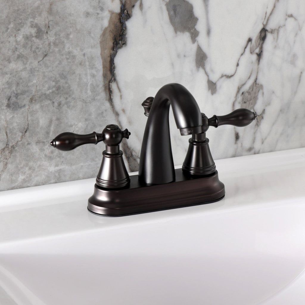 English Classic Double-Handle 3-Hole Deck Mount 4-Inch Centerset Bathroom Faucet with Pop-Up Drain