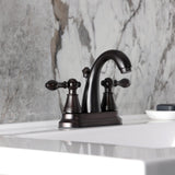 English Classic Double-Handle 3-Hole Deck Mount 4-Inch Centerset Bathroom Faucet with Pop-Up Drain