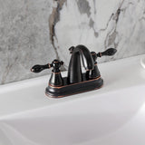 English Classic Double-Handle 3-Hole Deck Mount 4-Inch Centerset Bathroom Faucet with Pop-Up Drain