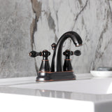 English Classic Double-Handle 3-Hole Deck Mount 4-Inch Centerset Bathroom Faucet with Pop-Up Drain