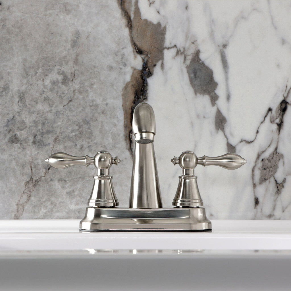 English Classic Double-Handle 3-Hole Deck Mount 4-Inch Centerset Bathroom Faucet with Pop-Up Drain