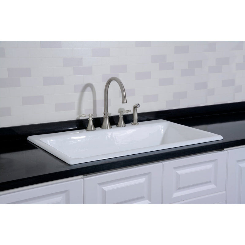 Towne 36-Inch Cast Iron Self-Rimming Single Bowl Drop-In Kitchen Sink (4-Hole)