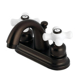 Restoration Double-Handle 3-Hole Deck Mount 4-Inch Centerset Bathroom Faucet with Pop-Up Drain