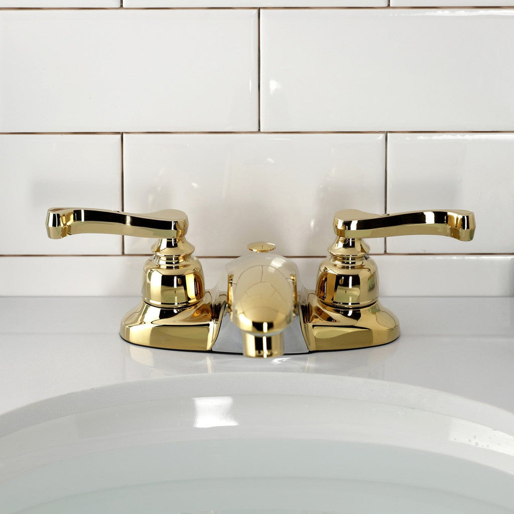 Royale Double-Handle 3-Hole Deck Mount 4-Inch Centerset Bathroom Faucet with Pop-Up Drain