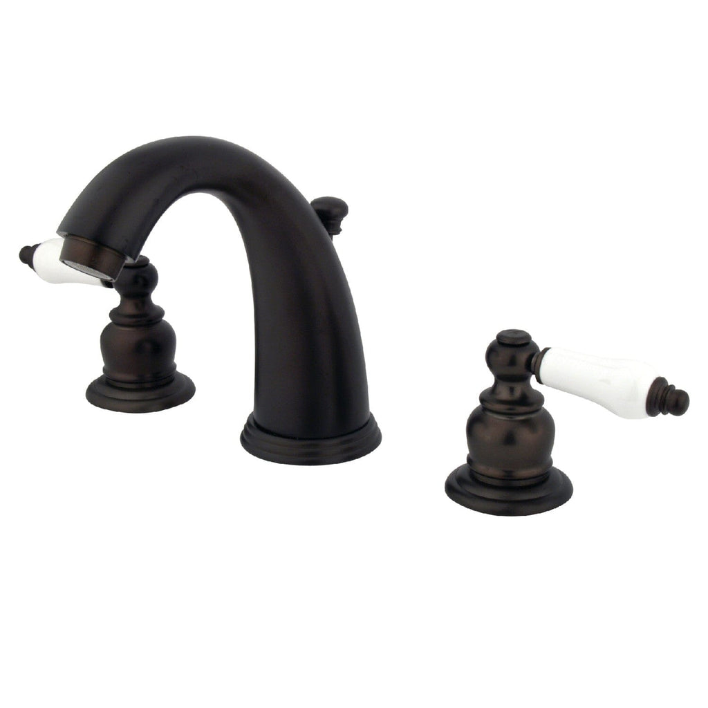 English Country Two-Handle 3-Hole Deck Mount Widespread Bathroom Faucet with Pop-Up Drain