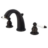 English Country Two-Handle 3-Hole Deck Mount Widespread Bathroom Faucet with Pop-Up Drain