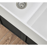 Arcticstone 33-Inch Solid Surface White Stone Apron-Front Double Bowl Farmhouse Kitchen Sink with Strainers x 2