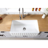 Arcticstone 33-Inch Solid Surface White Stone Apron-Front Single Bowl Farmhouse Kitchen Sink with Strainer