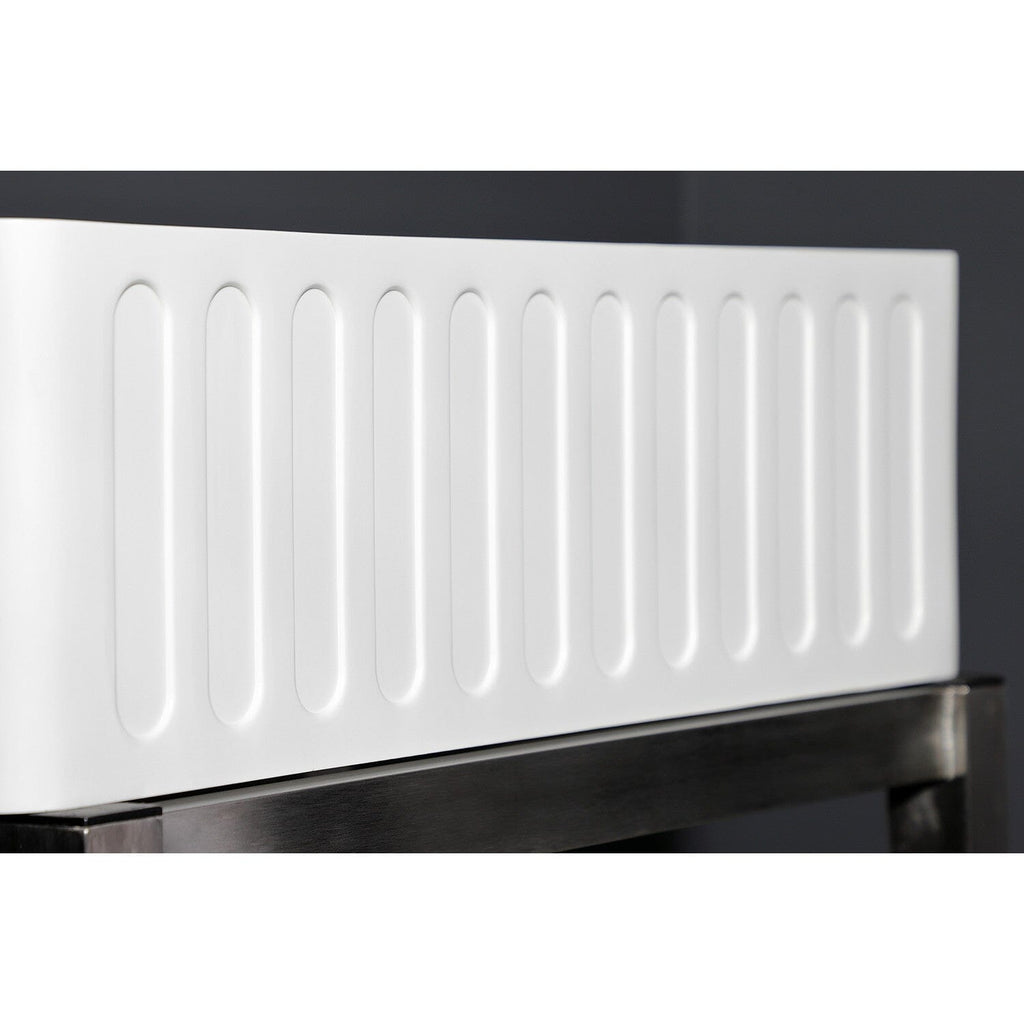 Arcticstone 33-Inch Solid Surface White Stone Apron-Front Single Bowl Farmhouse Kitchen Sink with Strainer