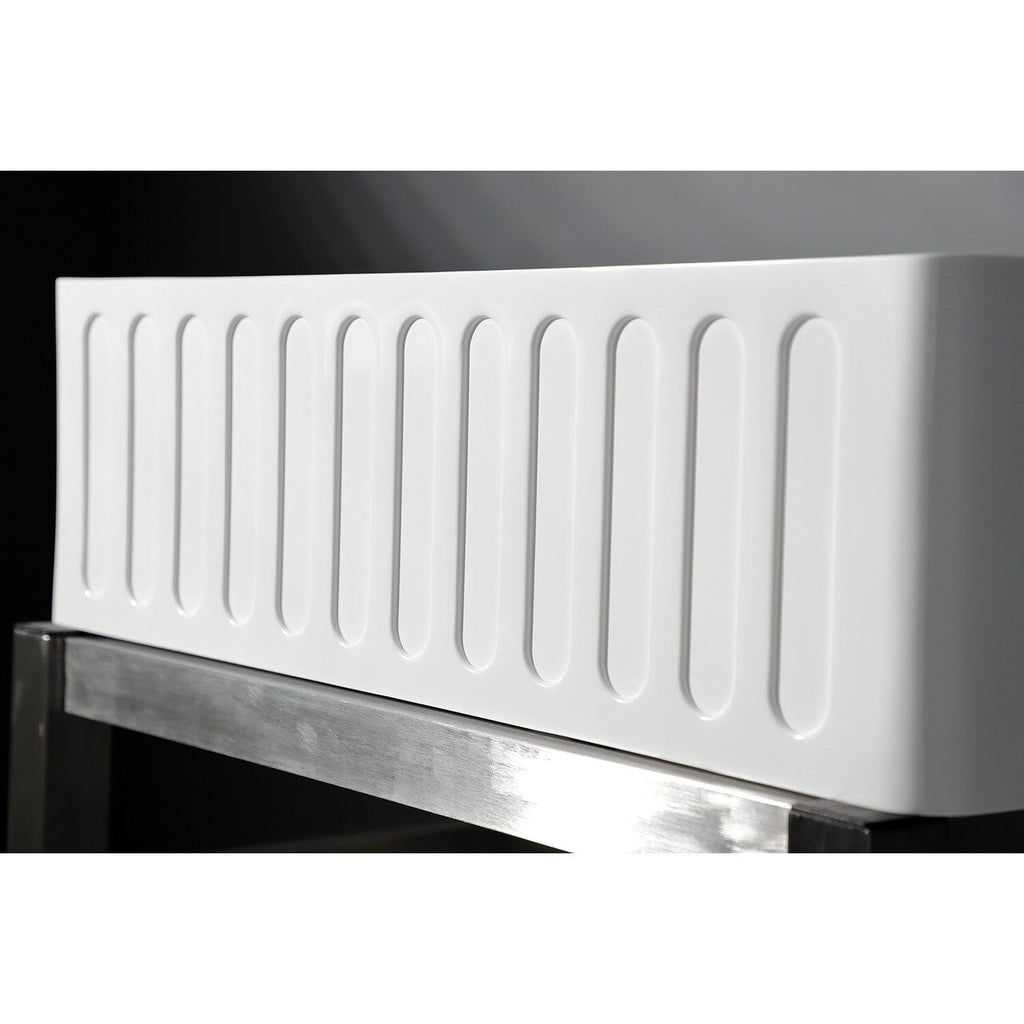 Arcticstone 33-Inch Solid Surface White Stone Apron-Front Single Bowl Farmhouse Kitchen Sink with Strainer