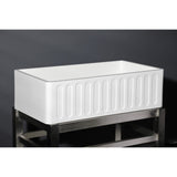 Arcticstone 33-Inch Solid Surface White Stone Apron-Front Single Bowl Farmhouse Kitchen Sink with Strainer