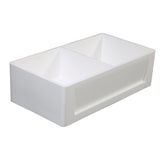 Arcticstone 33-Inch Solid Surface White Stone Apron-Front Double Bowl Farmhouse Kitchen Sink with Strainers x 2
