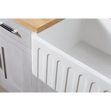 Arcticstone 36-Inch Solid Surface White Stone Apron-Front Single Bowl Farmhouse Kitchen Sink with Strainer