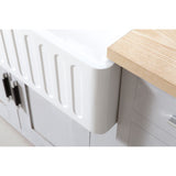 Arcticstone 36-Inch Solid Surface White Stone Apron-Front Single Bowl Farmhouse Kitchen Sink with Strainer