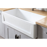 Arcticstone 36-Inch Solid Surface White Stone Apron-Front Single Bowl Farmhouse Kitchen Sink with Strainer