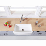 Arcticstone 36-Inch Solid Surface White Stone Apron-Front Single Bowl Farmhouse Kitchen Sink with Strainer