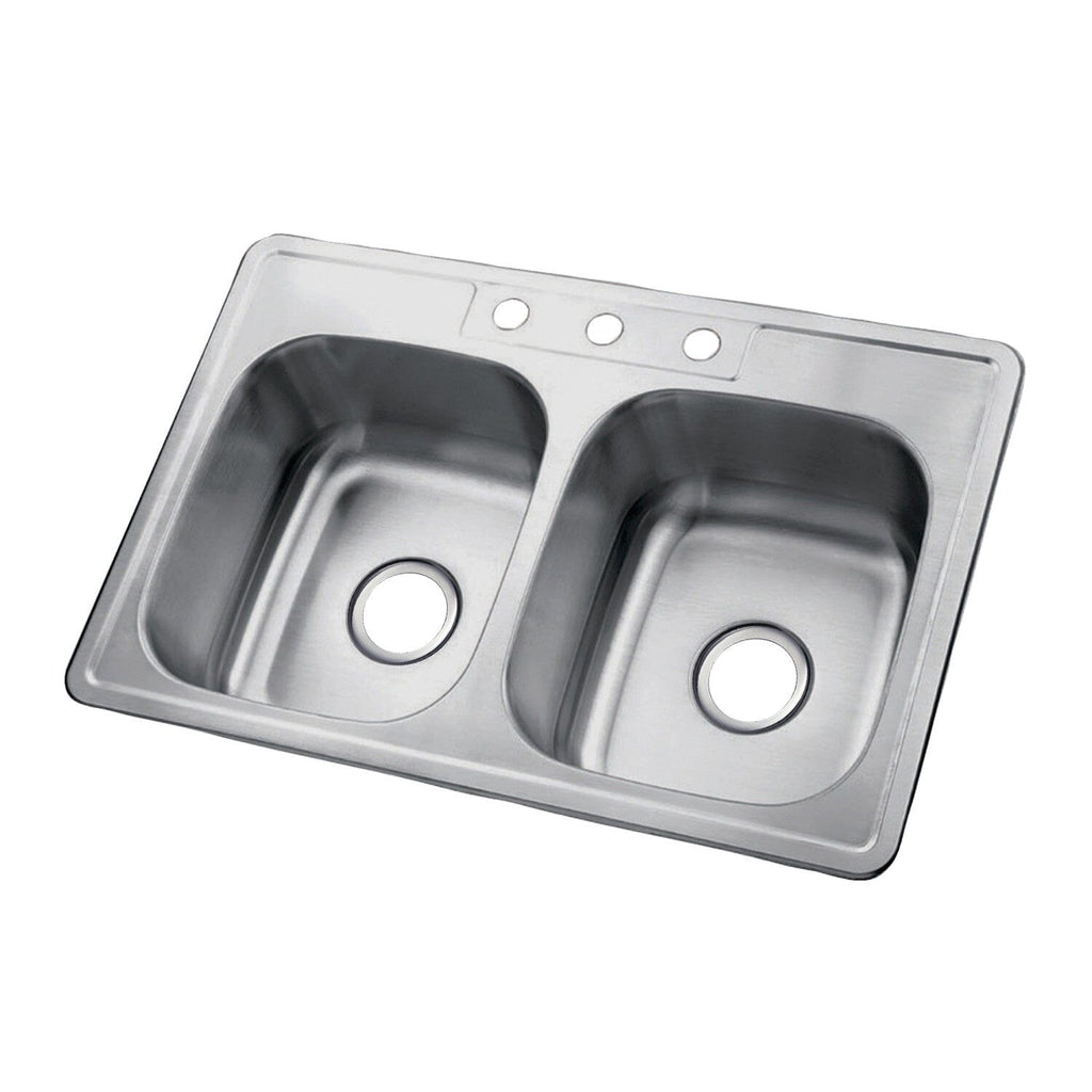 Studio 33-Inch Stainless Steel Self-Rimming Double Bowl Drop-In Kitchen Sink