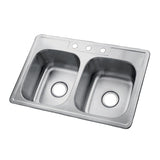Studio 33-Inch Stainless Steel Self-Rimming Double Bowl Drop-In Kitchen Sink