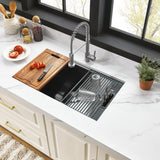 Uptowne 32-Inch Stainless Steel Single Bowl Undermount Kitchen Sink with 6-Piece Kitchen Accessory Set