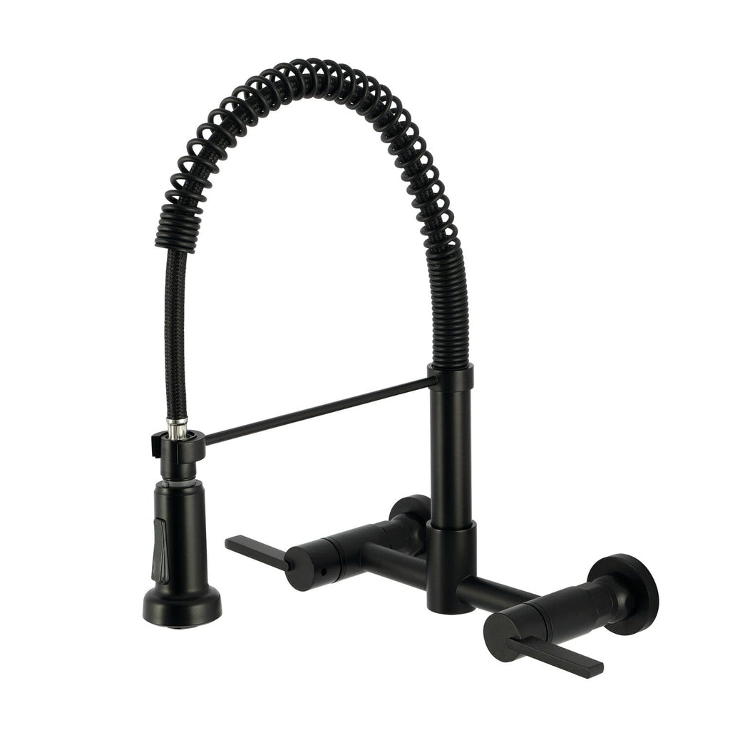 Continental Double-Handle 2-Hole Wall-Mount Pre-Rinse Bridge Kitchen Faucet