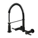 Continental Double-Handle 2-Hole Wall-Mount Pre-Rinse Bridge Kitchen Faucet