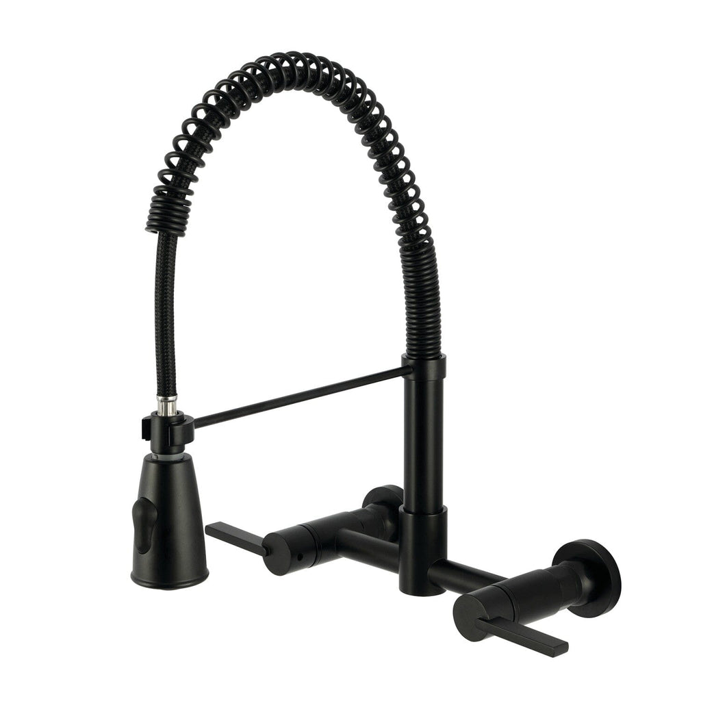 Continental Double-Handle 2-Hole Wall-Mount Pre-Rinse Bridge Kitchen Faucet